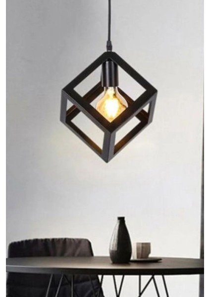 Küp Şeklinde Siyah Metal Sarkıt Hol Avize Genç Odası Çocuk Odası Kare Mutfak Aydınlatması modelleri