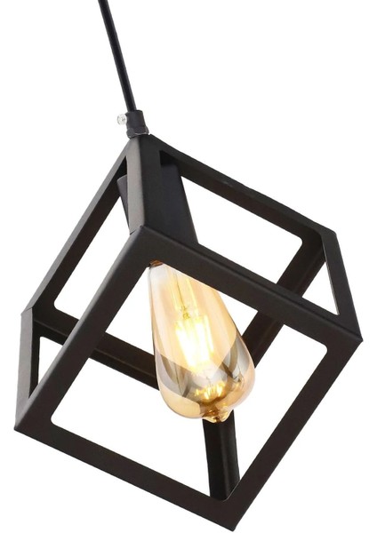 Küp Şeklinde Siyah Metal Sarkıt Hol Avize Genç Odası Çocuk Odası Kare Mutfak Aydınlatması fırsatları