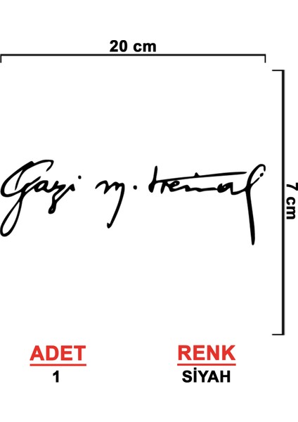 Gazi Mustafa Kemal İmza Sticker - Atatürk İmza Sticker - Atatürk Sticker - Oto Sticker - Araba Sticker - Araç Sticker - Duvar Sticker - Laptop Sticker