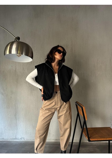 Kadın Siyah Şardonlu Poliviskon Astarlı Balon Yelek 28266 fırsatları