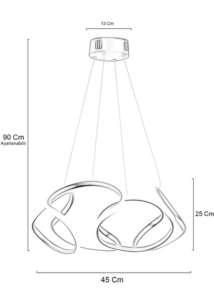 Honi x Krom Modern Sarkıt 3 Renk Işık Salon Mutfak Oda Hol Ledli Avize fiyatları
