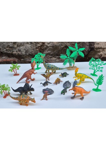 Dinozor 20 Parça Trex Et Dinazor Oyuncak Adasaurus Achelousaurus Aucasaurus