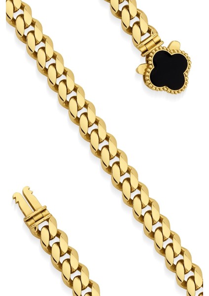 14 Ayar Altın Şans Yoncası Detaylı Gurmet Bileklik