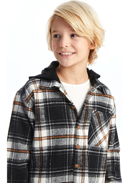 Ekoseli Kapüşonlu Ekose Erkek Çocuk Gömlek Ceket indirimleri