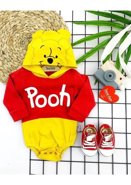 Asel Kids Pooh Baskılı Kapüşonlu Bebek Body