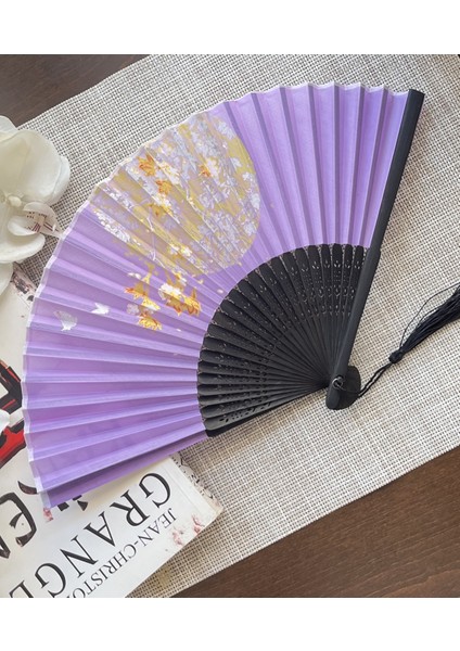 Yelpaze Mor Bambu Çiçekli Kumaş modelleri