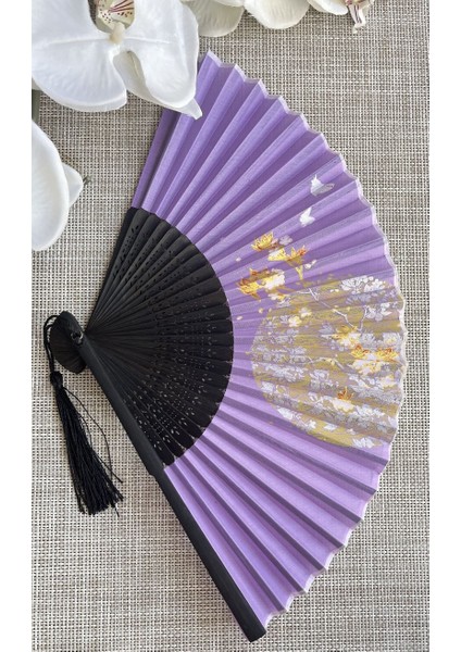 Yelpaze Mor Bambu Çiçekli Kumaş fırsatları