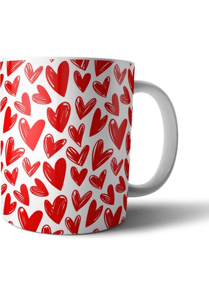 Kalp Emoji Sevgili Valentine Kupa Bardak Model 1