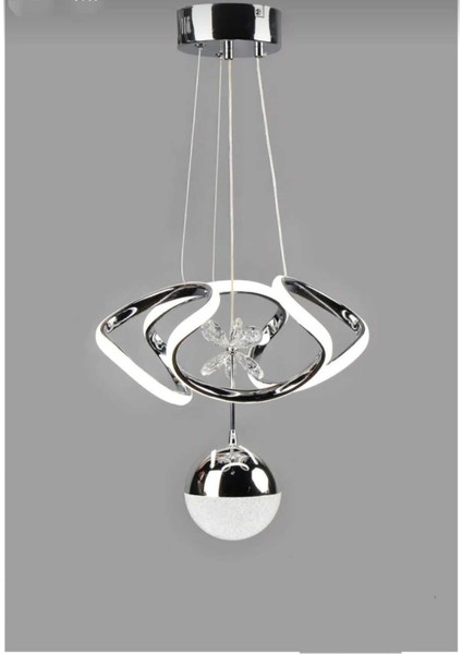 Dron Avize - Krom 3 Renk Led’li Kristal Taç Lı Salon ve Oturma Odası - LED Avize
