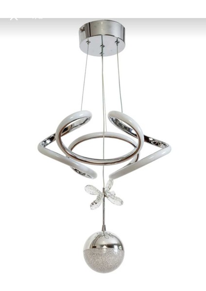Dron Avize - Krom 3 Renk Led’li Kristal Taç Lı Salon ve Oturma Odası - LED Avize modelleri