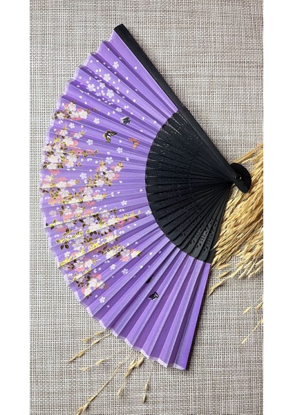 Yelpaze Mor Sakura Çiçekli Çanta Boyu A511