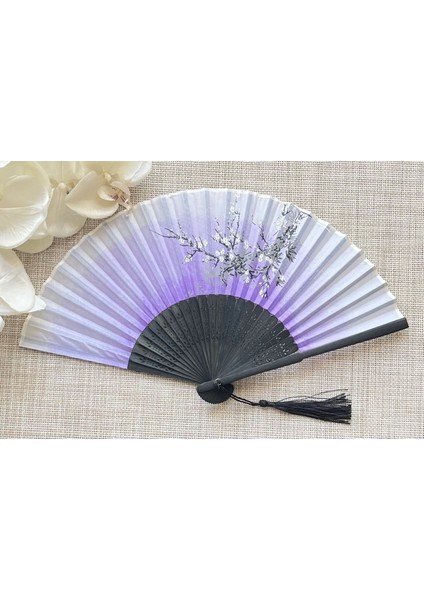 Yelpaze Mor Sakura Çiçekli Çanta Boyu A510