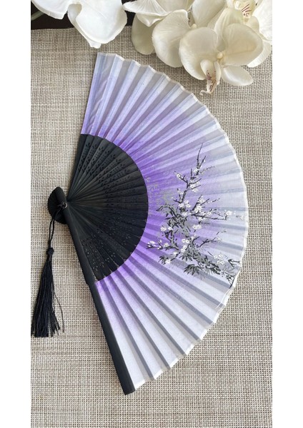 Yelpaze Mor Sakura Çiçekli Çanta Boyu A510