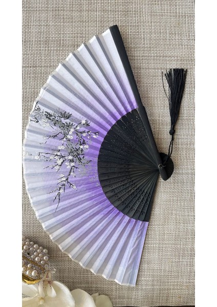 Yelpaze Mor Sakura Çiçekli Çanta Boyu A510