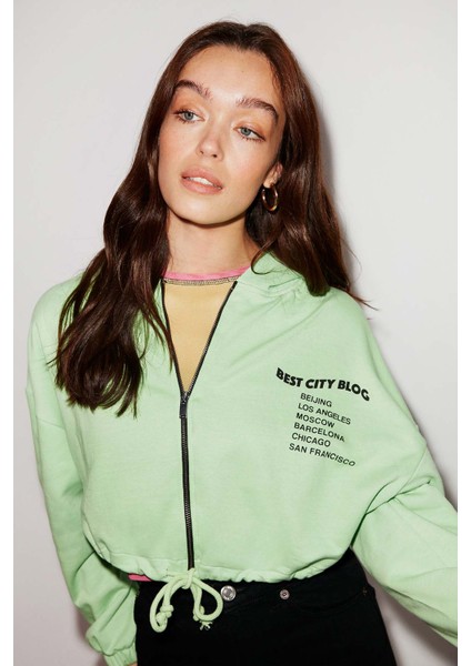 Sılk Crop Yeşil Sweatshirt fiyatları