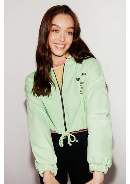 Sılk Crop Yeşil Sweatshirt modelleri
