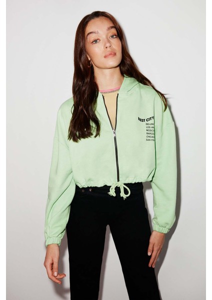 Sılk Crop Yeşil Sweatshirt fırsatları