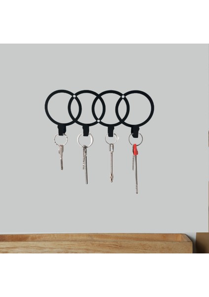 Metal Dekoratif Audi Logo Desenli Anahtarlık Askısı