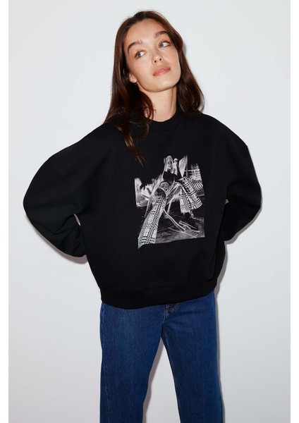 Sketch Oversize Siyah Sweatshirt