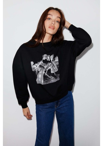 Sketch Oversize Siyah Sweatshirt