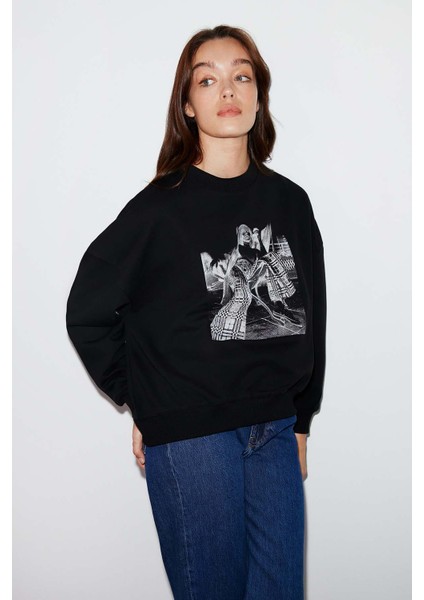 Sketch Oversize Siyah Sweatshirt