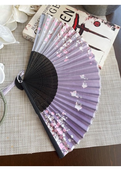 Bambu Çiçek Desenli Yelpaze A523