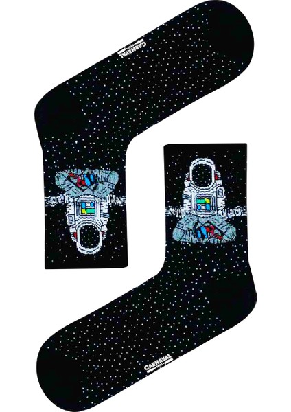 Meditasyon Yapan Astronot Desenli Soket Çorap
