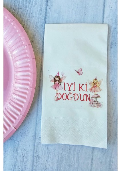 Peri Kızları Doğum Günü Peri Kızı Konsept Baskılı Peçete 20'li