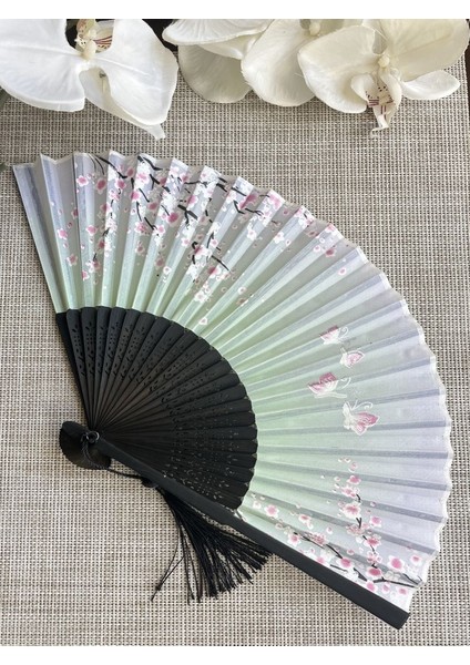 Yelpaze Sakura Çiçekli Pembe Bambu Kumaş Yelpaze A507 fiyatları