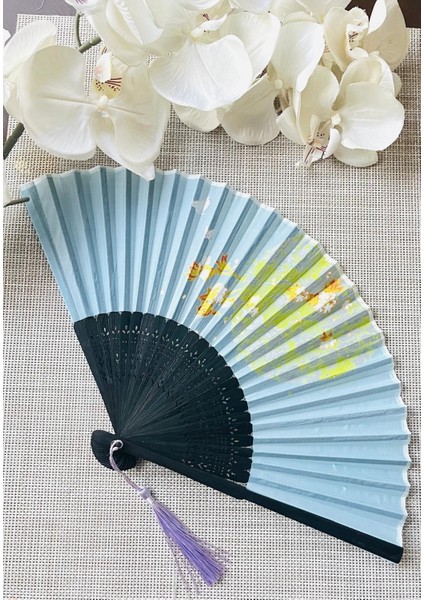 Şık Japon Kiraz Çiçekli Desenli Bambu Kumaş Yelpaze fiyatları