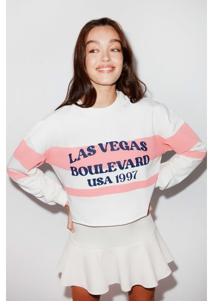Whıtney Crop Pembe Sweatshirt