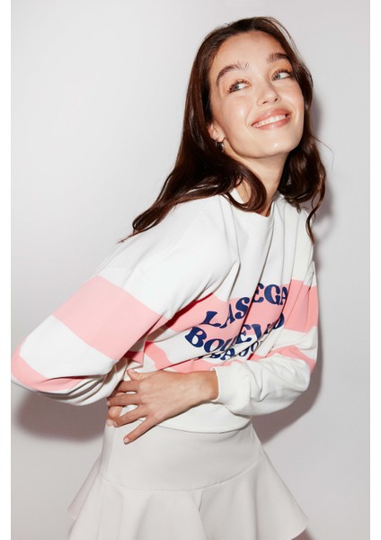 Whıtney Crop Pembe Sweatshirt modelleri
