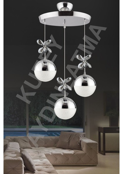 Efna 3 Lü Ledli 3 Renkli Krom Aydınlatma