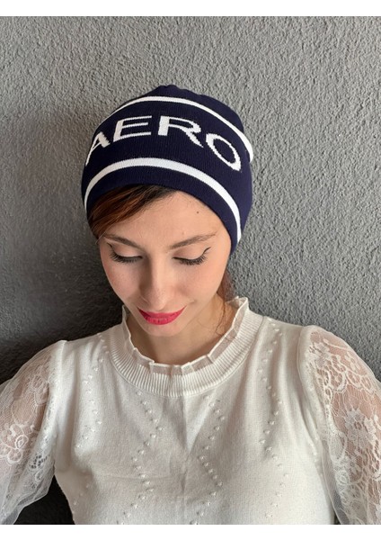Lacivert Yazılı Yumuşak Unisex Bere modelleri