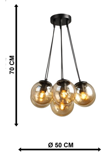 Malta 7 .li Avize Siyah Bal Cam indirimleri