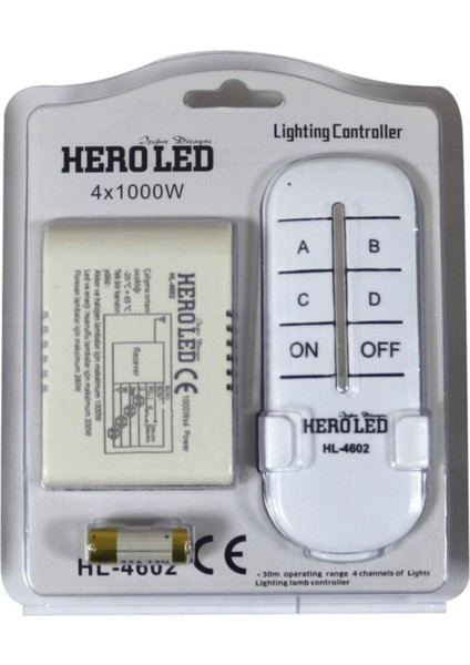 HL-4602 Heroled Uzaktan Elektrik Kontrol ve Avize Kumandası 4'lü Sistem