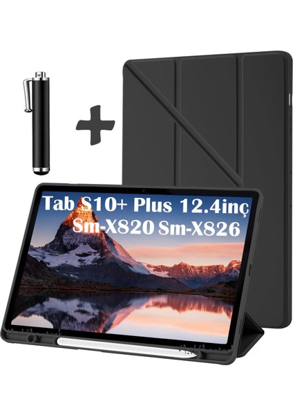 Samsung Galaxy Tab S10+ Plus 12.4 Kılıf Kalem Bölmeli Akıllı Uyku Modlu Arka Standlı Yumuşak Silikon