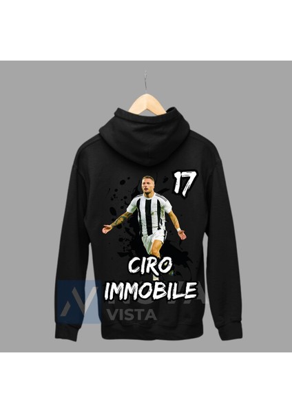 Ciro Immobile 17 Numara Fotoğraf Forma Baskılı Unisex Kapüşonlu Fermuarlı Ceket Sweatshirt