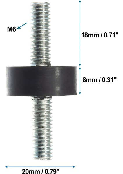 Erkek Kauçuk Titreşim Izolasyon Bağlantıları 10 Adet 20*8*18 mm M5