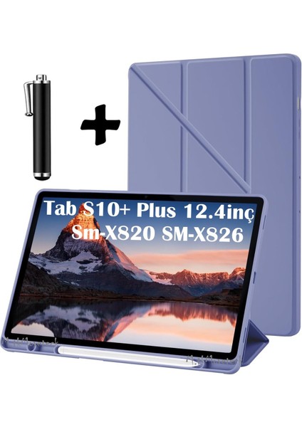 Samsung Galaxy Tab S10+ Plus 12.4 Kılıf Kalem Bölmeli Akıllı Uyku Modlu Arka Standlı Yumuşak Silikon