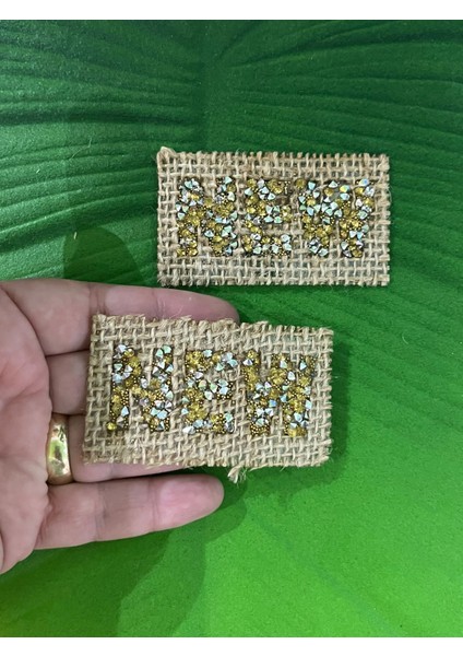 2 Adet Ütü İle Yapışan New Yazı Hasır Arma Set Dikiş Aplike 7 x 3 cm