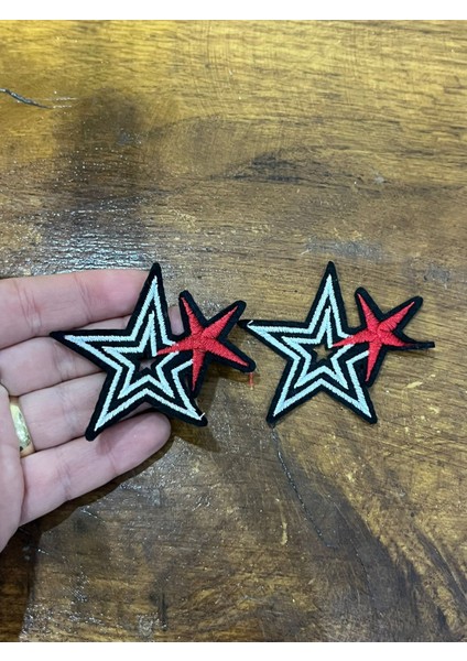 2 Adet Yıldız Arma Set Dikiş Aplike 6 x 5 cm
