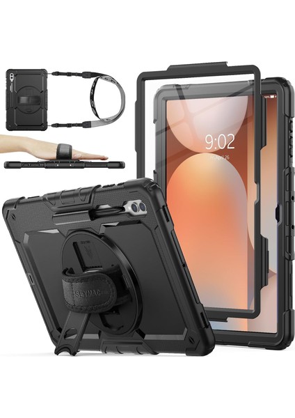 Samsung Galaxy Tab S10 Ultra 14.6" Tablet Kılıf S Pen Kalem Bölmeli Koruyuculu Askılı Standlı Askılı Zırh Tank Arka Kapak