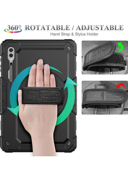 Samsung Galaxy Tab S10 Ultra 14.6" Tablet Kılıf S Pen Kalem Bölmeli Koruyuculu Askılı Standlı Askılı Zırh Tank Arka Kapak