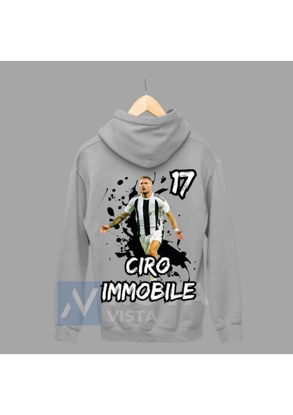 Ciro Immobile 17 Numara Fotoğraf Forma Baskılı Unisex Kapüşonlu Fermuarlı Ceket Sweatshirt