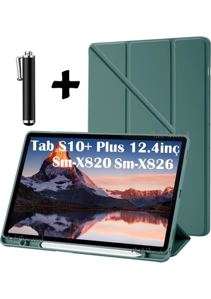 Samsung Galaxy Tab S10+ Plus 12.4 Kılıf Kalem Bölmeli Akıllı Uyku Modlu Arka Standlı Yumuşak Silikon