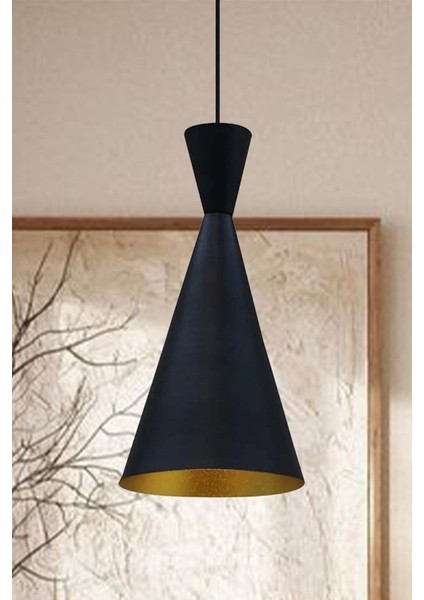 Ince Siyah Metal Avize Mutfak Salon Cafe Ofis Masaüstü Tekli Sarkıt Lamba Aydınlatma