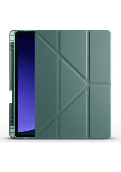 Samsung Galaxy Tab S10 Plus 12.4 Kılıf Yatay ve Dikey Standlı Uyku Modlu Kalemlikli Trifold Arkası Soft Silikon Smart Kılıf