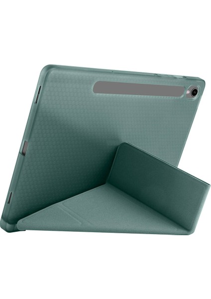 Samsung Galaxy Tab S10 Plus 12.4 Kılıf Yatay ve Dikey Standlı Uyku Modlu Kalemlikli Trifold Arkası Soft Silikon Smart Kılıf