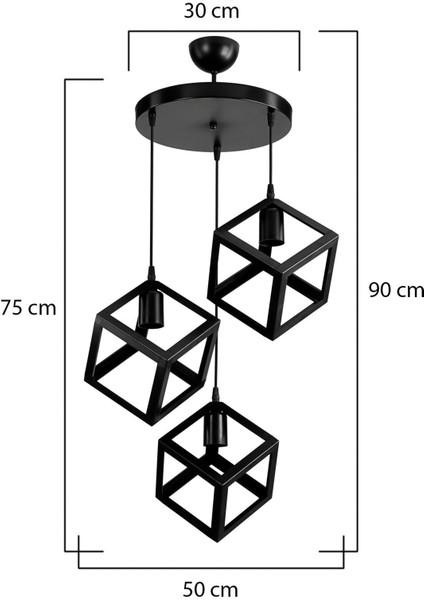 Siyah Küp Sarkıt Avize Salon Yatak Odası Mutfak Koridor Lamba modelleri